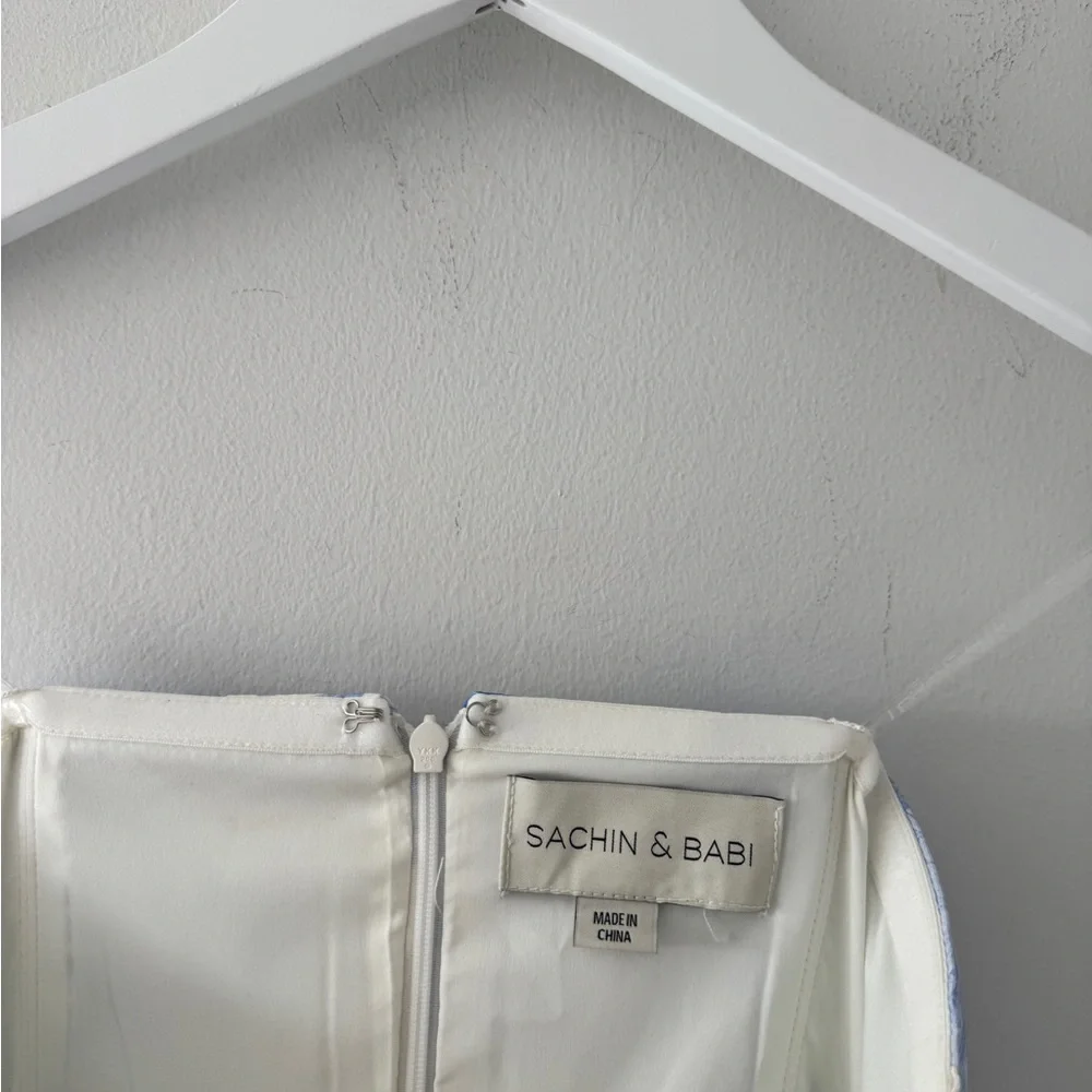 SACHIN & BABI Isabeau Floral Strapless Blue Gown 2 - Picture 8 of 9